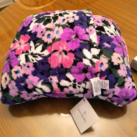Pink purple fleece Vera Bradley Travel blanket pillow easily